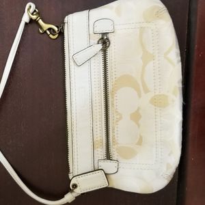 Coach white wristlet
